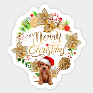 Merry Christmas With Dog Sticker